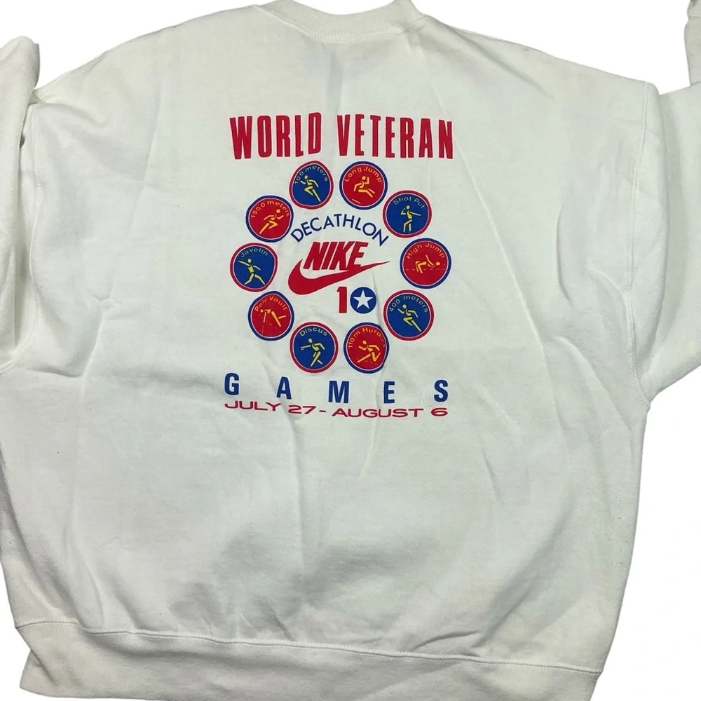 Vintage Nike World Veteran 1989 decathlon games Crewneck USA made size XL